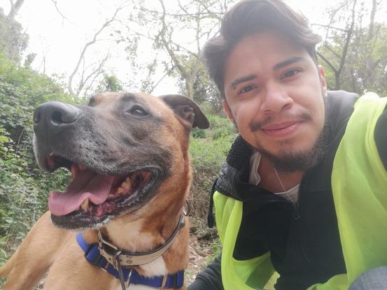 Este es Robin un perrito del CAACB que paseaba, paso años en una jaula a pesar de ser un amor, por suerte ya está adoptado.