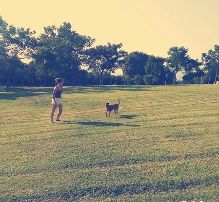 Con Drap en el parque, con mi hija