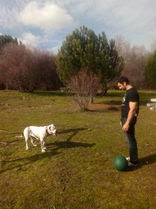 Jugando en frente de casa.