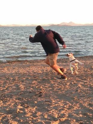 Tumpi. Mi primer huésped… venido de los pirineos!!!  Se adaptó enseguida a la playa y le encantó…