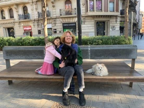 With Cisco and Pongo (and my niece Malena!) in Barcelona